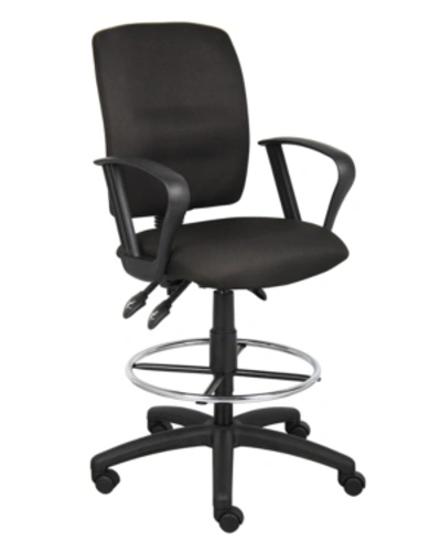 Boss Office Products Multi-function Drafting Stool With Adjustable Arms In Black