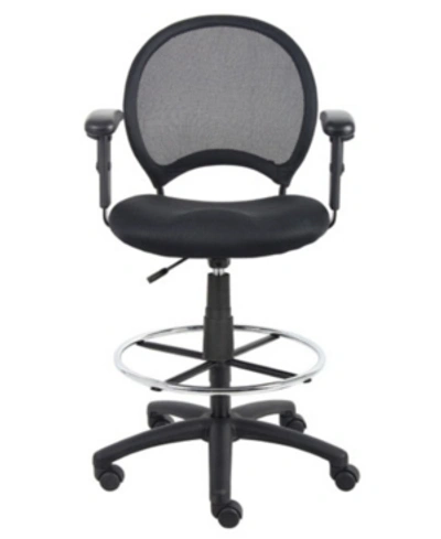 Boss Office Products Mesh Drafting Stool With Adjustable Arms In Black
