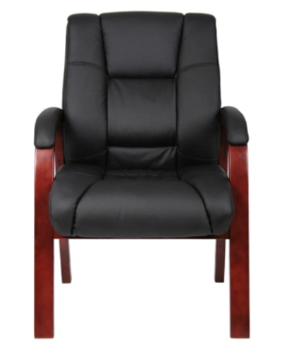 Shop Boss Office Products Mid Back Wood Finished Guest Chair In Black