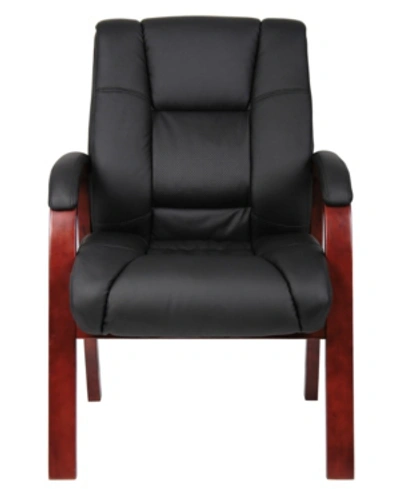 Boss Office Products Mid Back Wood Finished Guest Chair In Black