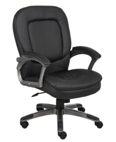 Shop Boss Office Products Executive Pillow Top Mid Back Chair In Black