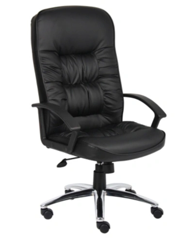 Shop Boss Office Products High Back Leatherplus Chair W/ Chrome Base In Black