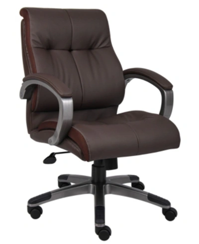 Shop Boss Office Products Double Plush Mid Back Executive Chair In Brown