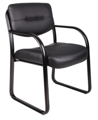 Shop Boss Office Products Leatherplus Sled Base Side Chair W/ Arms In Black