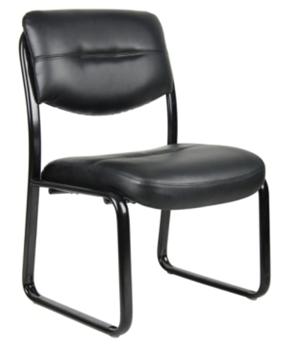Shop Boss Office Products Leather Sled Base Side Chair In Black