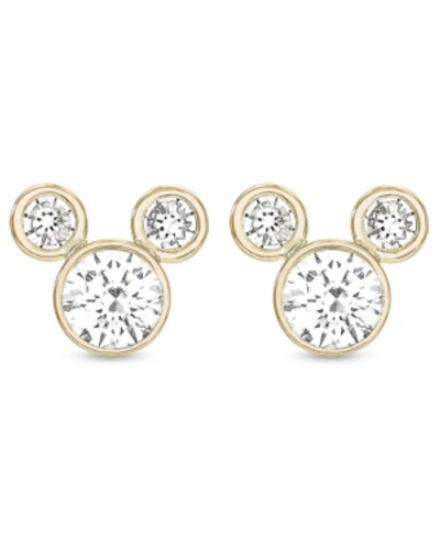 Shop Disney Children's Cubic Zirconia Birthstone Mickey Mouse Stud Earrings In 14k Gold In April