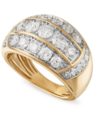 Shop Macy's Men's Diamond Ring (3 Ct. T.w.) In 10k Gold In Yellow Gold