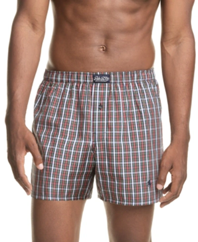 Shop Polo Ralph Lauren Men's Woven Boxers In Thompson Plaid/holiday Red Pp