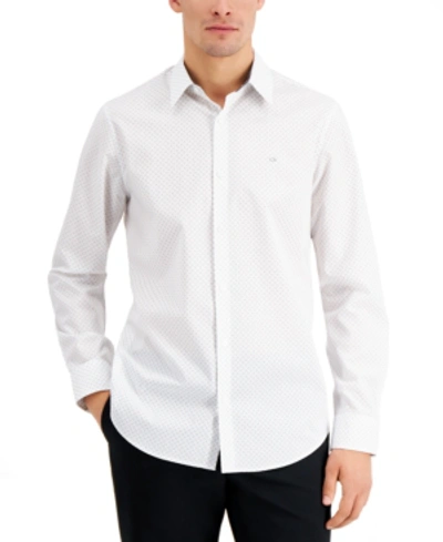 Shop Calvin Klein Men's Printed Poplin Button-down Long Sleeve Shirt In Convoy