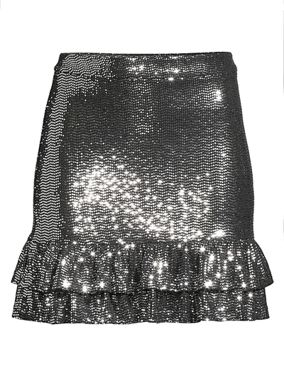 Shop Michael Michael Kors Mirror Dot Mini Skirt In Black Silver