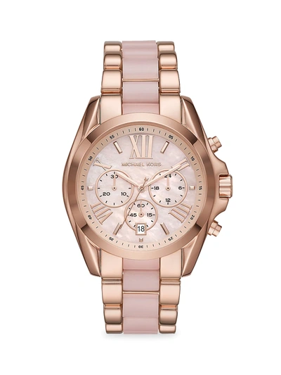 Shop Michael Kors Women's Bradshaw Rose Goldtone Bracelet Chronograph Watch In Pink
