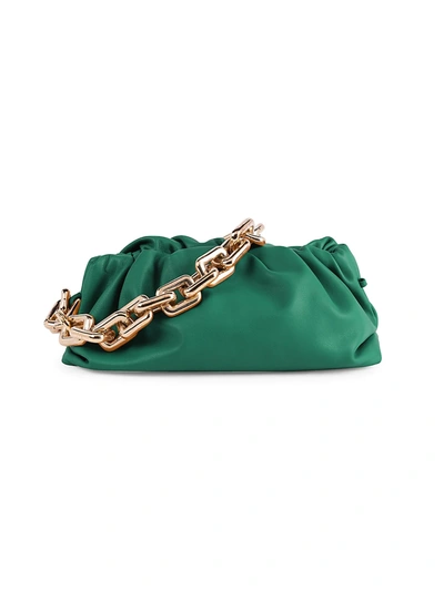 Shop Bottega Veneta Women's The Chain Pouch Leather Clutch In Racing Green