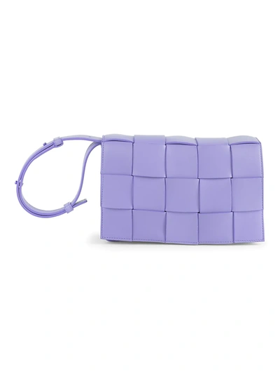 Shop Bottega Veneta The Cassette Leather Crossbody Bag In Lavender