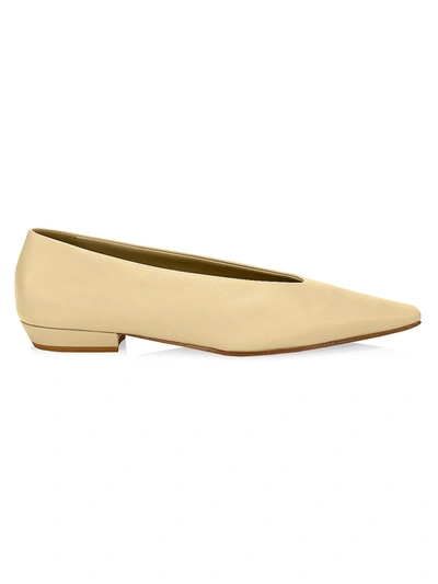 Shop Bottega Veneta Almond Leather Flats In Cane Sugar