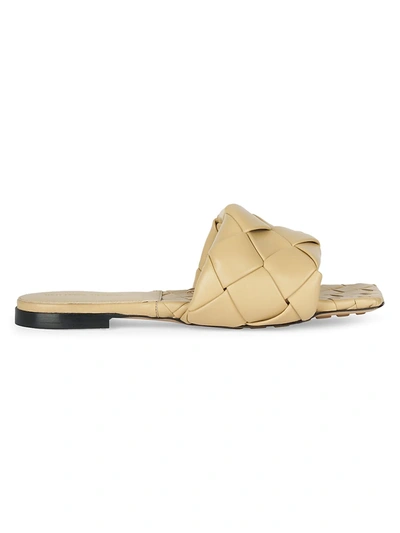 Shop Bottega Veneta Women's Lido Flat Leather Sandals In Cane Sugar