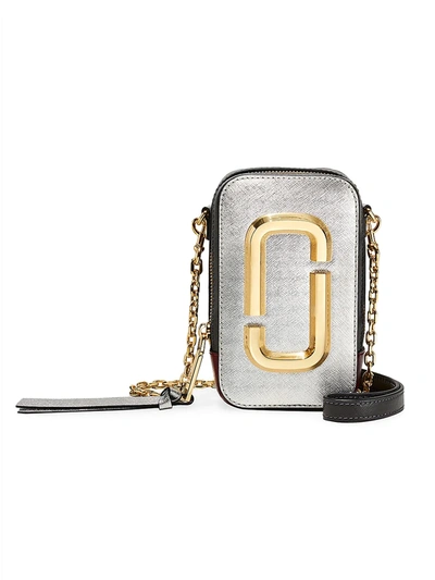 Shop The Marc Jacobs Women's The Hot Shot Leather Crossbody Bag In Silver Multi