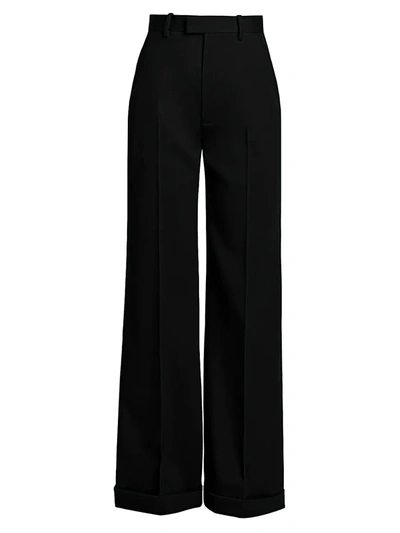 Shop Bottega Veneta Women's Wool Gabardine Pants In Black