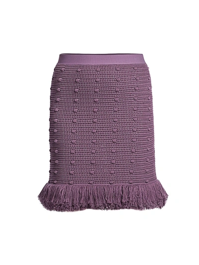 Shop Bottega Veneta Compact Knit Pom-pom Mini Skirt In Lavender