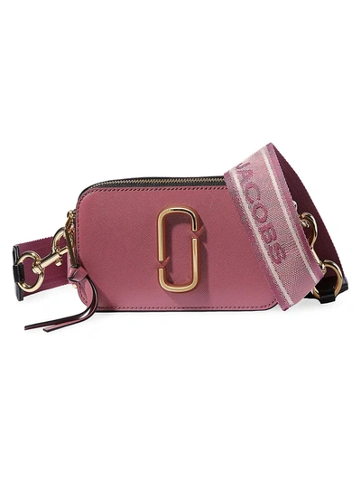 Shop The Marc Jacobs The Snapshot Coated Leather Camera Bag In Dusty Ruby
