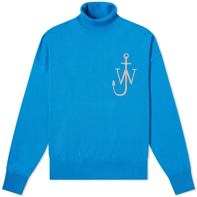 Shop Jw Anderson Anchor Funnel Neck Knit In Blue