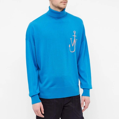 Shop Jw Anderson Anchor Funnel Neck Knit In Blue