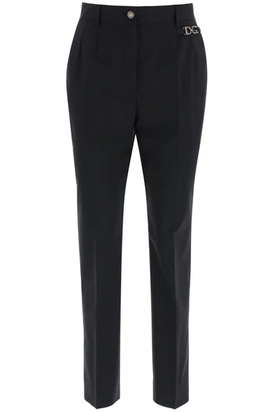 Shop Dolce & Gabbana Pants With Dg Decoration In Black