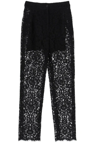 Shop Dolce & Gabbana Cordonetto Lace Trousers In Black
