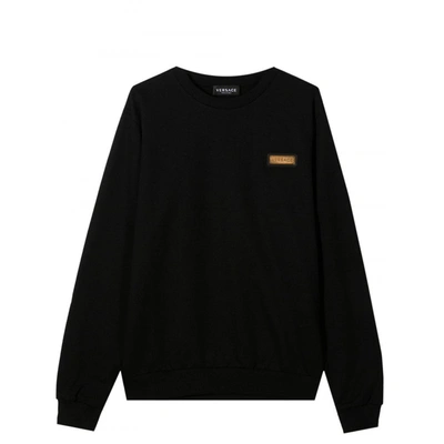 Shop Versace Cotton Sweater In Black