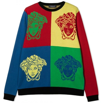 Shop Versace Multi Colour Sweater In Multi Coloured