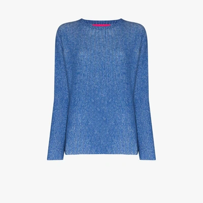 Shop The Elder Statesman Blue Ribbed Cashmere Sweater