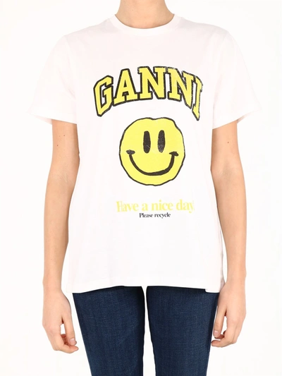 Shop Ganni T-shirt Smiley White