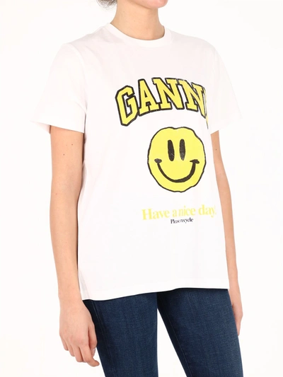 Shop Ganni T-shirt Smiley White