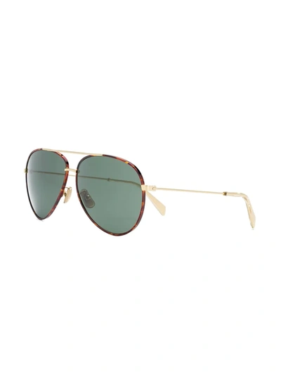 Shop Celine Aviator Tortoiseshell Sunglasses In Gold