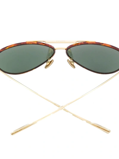 Shop Celine Aviator Tortoiseshell Sunglasses In Gold