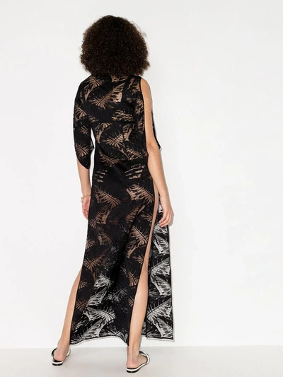 Shop Agent Provocateur Sheer Leaf Pattern Midi Dress In Black