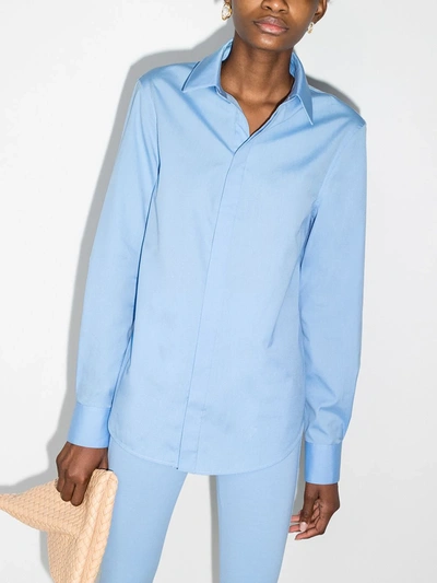 Shop Wardrobe.nyc Concealed Fastening Cotton Shirt In Blue