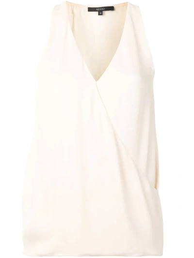 Pre-owned Gucci Sleeveless Wrap Blouse In Neutrals