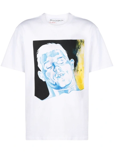 Shop Jw Anderson Face-print T-shirt In White