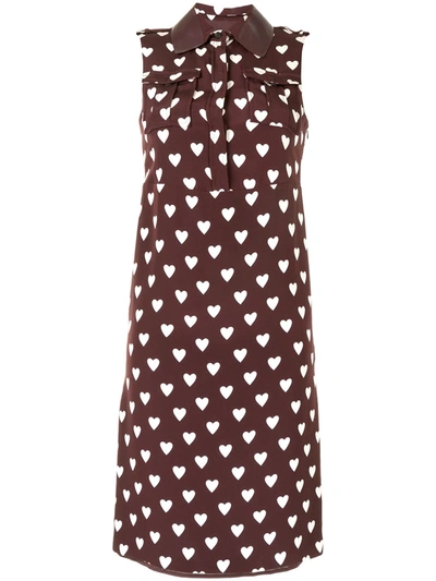 Pre-owned Burberry Heart Print Knee-length Dress In Red