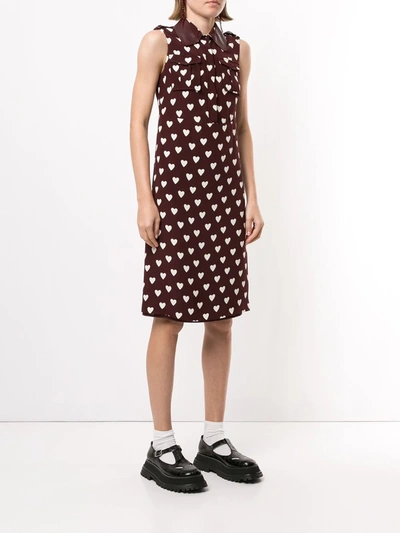 Pre-owned Burberry Heart Print Knee-length Dress In Red