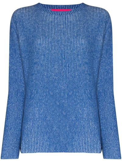 Shop The Elder Statesman Ribbed Knit Cashmere Jumper In Blue