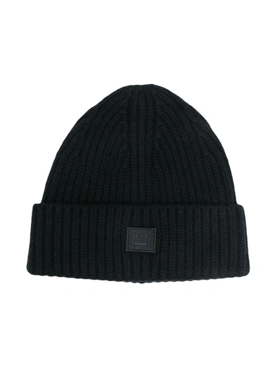 Shop Acne Studios Face-patch Knitted Beanie In Black