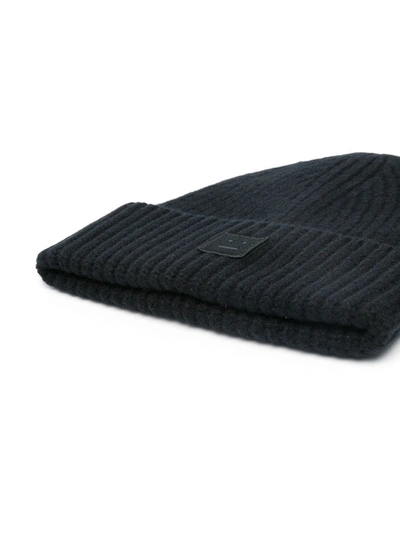 Shop Acne Studios Face-patch Knitted Beanie In Black