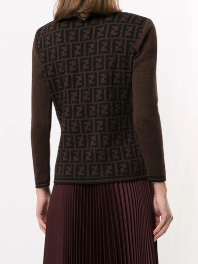 Pre-owned Fendi Zucca Knitted Jumper In Brown