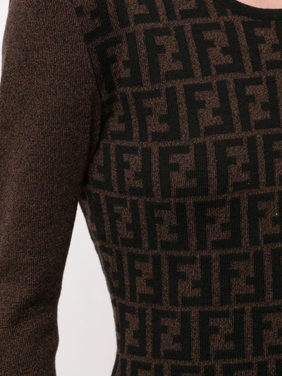 Pre-owned Fendi Zucca Knitted Jumper In Brown