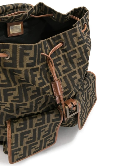 Pre-owned Fendi Zucca Flap Backpack In Brown