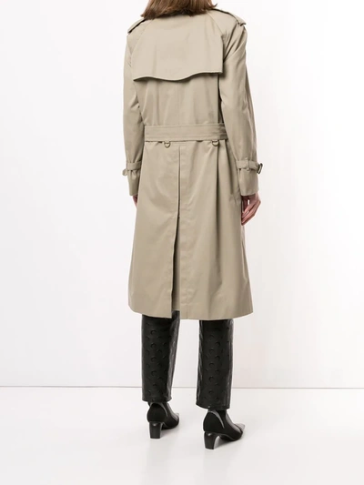 Pre-owned Burberry Knee-length Trench Coat In Green