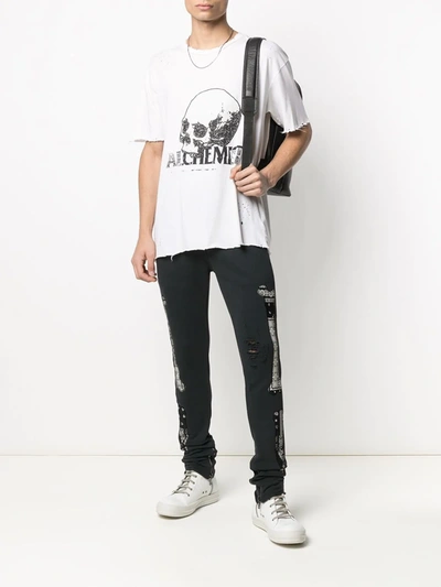 Shop Alchemist Logo-print Distressed T-shirt In Neutrals