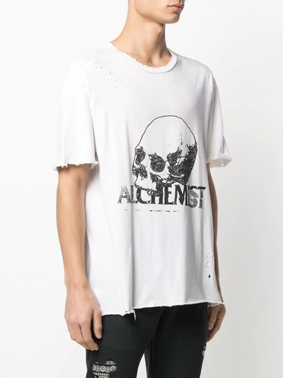 Shop Alchemist Logo-print Distressed T-shirt In Neutrals