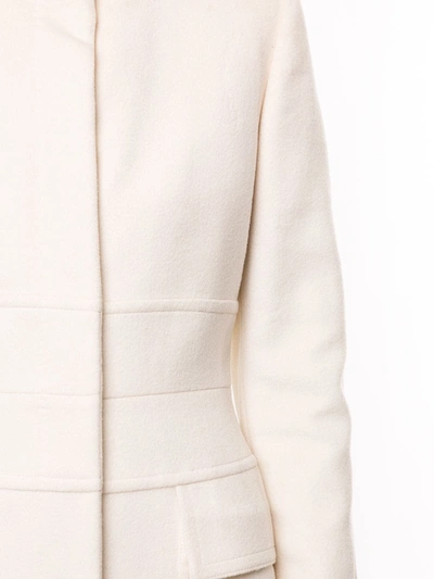 Pre-owned Gucci Contrasting Band Collar Knee-length Coat In Neutrals